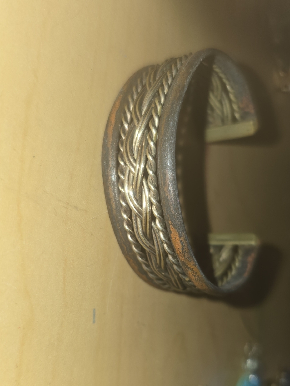 Men's Braided Metal Cuff Bracelet - Brown and Gold